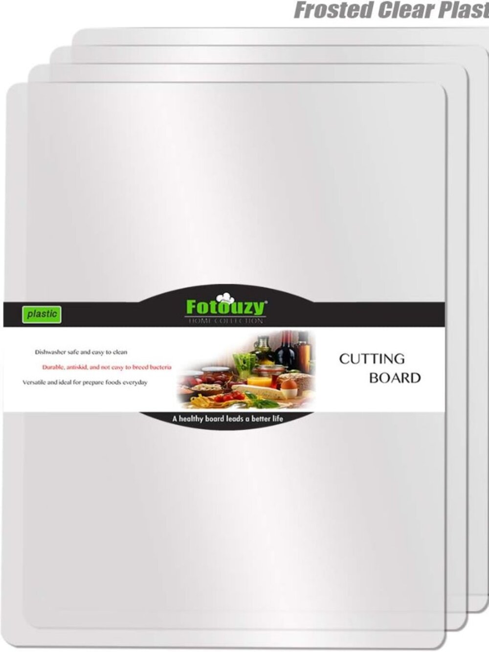 Fotouzy 4 Pack Flexible Plastic Cutting Boards 15 x 12 Frosted Clear BPA-Free